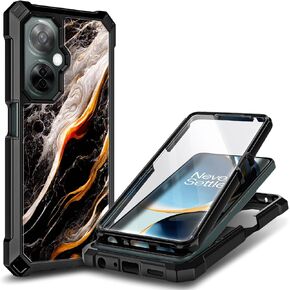 Designed for OnePlus Nord N30 Case, N30 5G Phone Case [16FT Military Grade Drop Tested] Full-Body Protective Shockproof Rugged Bumper Cover Case with Tempered Glass Screen Protector (Black)