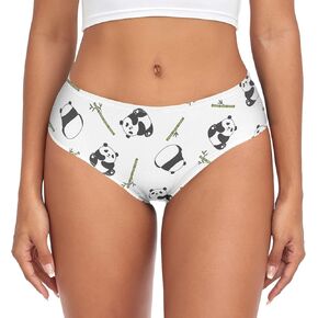Women's Underwear Brief Breathable Soft Knickers Funny Panda Green Plant Leaf Medium