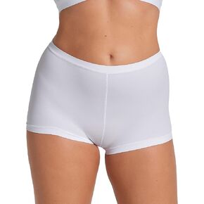 Leonisa No Show Boxer Briefs for Women Boy Shorts Underwear White