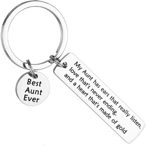 Aunt Keychain Gifts from Niece Nephew Valentines Day Jewelry for Women 2025 New Auntie Best Aunt Keychain
