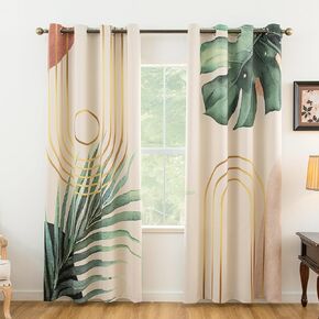 Floral Room Darnkening Curtains – 80% Blackout Botanical French Kitchen Curtain Drapes, Boho Vintage Energy Efficient Shades– Perfect for Living Room & Bedroom, W52 x84, 2 Panels