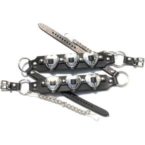 Dangerous Threads Western Boot Leather Harness Strap Chains Ladies with Heart Conchos NP