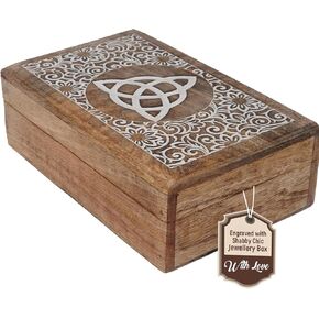 Hand Crafted Large Wooden Jewlery Box Chest,Antique distressed Look, Handmade Keepsake Celtic Trinket Box,Trinket Holder, Watch Box, Home Decor (STONE)