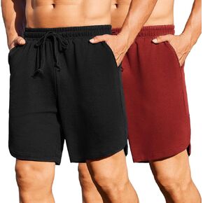 COOFANDY Men's 2 Pack Gym Shorts 7 Inch Athletic Workout Shorts Drawstring Sweat Shorts with Zipper Back Pocket
