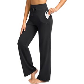 Soothfeel Womens Yoga Sweatpants Wide Leg High Waisted Lounge Pants Stretch Loose Workout Sweat Pants with Pockets 29" 31"