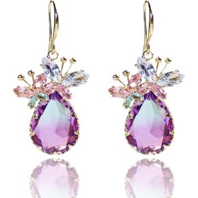Crystal Teardrop Dangle Butterfly Earrings for Women, Clear CZ Dangling Statement Earrings Jewelry Gift For Party