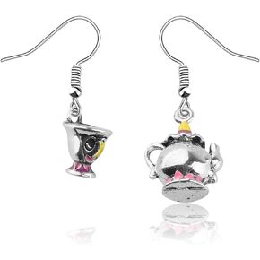 CENWA Beauty Beast Inspired Jewelry Chip and Mrs. Potts Cartoon Animal Earrings Gift for Movie Fan