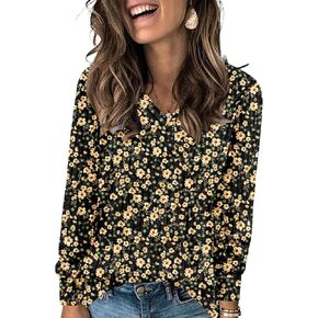Long Sleeve Shirts for Women Fall Winter Tunic Tops Fashion V Neck Sweaters Lightweight T Shirt Casual Blouses