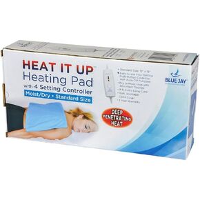 Blue Jay An Elite Healthcare Brand Heat It Up Electric Heating Pad for Cramp and Pain Relief | Switch Auto-Off for Moist & Dry Heat Therapy | 12X24 inch