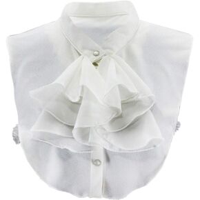 Vintage Palace Detachable Half Shirt Blouse Fake Collar Chiffon Professional Suit Faux Collar Ruffle Stand Collar