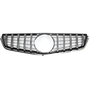 X AUTOHAUX Front Upper Hood Bumper Grille Grill for Mercedes-Benz E250 2011-2013 Front Upper Bumper Kidney Grille Grill Chrome Silver Tone Black