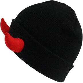 Devil Horns Men Hat Knitted Beanie with Horns Women Hip Hop Demon Horns Cap for Winter Warm Ski Outdoor