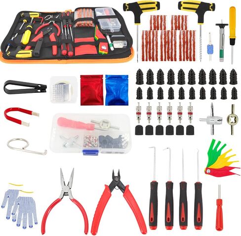 Universal Car Tire Repair Kit with Plugs Studding Tool Set for Punctured Flat Tyre Emergency Kit for Motorcycle, Truck, ARB, ATV, Tractor, RV, SUV, Trailer in Saudi Arabia