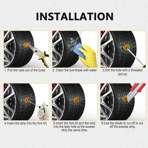 Universal Car Tire Repair Kit with Plugs Studding Tool Set for Punctured Flat Tyre Emergency Kit for Motorcycle, Truck, ARB, ATV, Tractor, RV, SUV, Trailer in Saudi Arabia