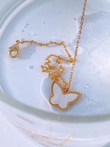 Clover Necklace for Women, Four Leaf Clover Necklace 14K Gold Plated Lucky Clover Layering Necklace, Clover Heart Butterfly Pendant Necklaces Birthday Christmas Valentine's Day Gifts in Kuwait