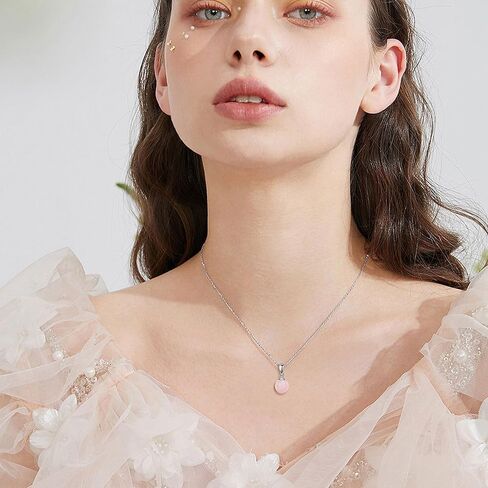 Moss Agate/Amethyst/Rose Quartz/Jade/Larimar/Opal Necklace Sterling Silver Natural Gemstone Ball Pendant Necklace Gemstone Jewelry for Women in Kuwait