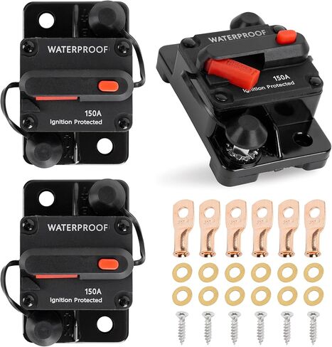 BlueStars 3 Packs 150Amp Circuit Breaker for Boats Cars Trolling Motors Marine Vehicles Winches ATV Electronic Battery System with Manual Reset, Water Proof, 12V-48V DC in Kuwait