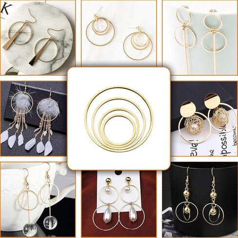 60pcs Earrings Beading Hoop Earring Finding Geometric Pendant Connector Round Hoop Earring for Jewelry Making DIY Crafts Art Creation Girl Gift(Triangle & Square & Circle) in Saudi Arabia