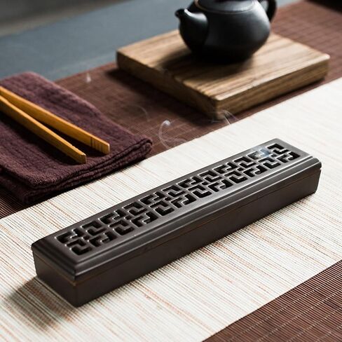 Yawlsow Incense Burner Kit, Incense Holder for Sticks, Suitable for Yoga, Meditation, Self-Healing and Gift. Chinese Ceramic Ash Catcher Tray (Lever Brown) in Saudi Arabia