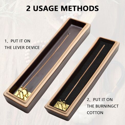 Yawlsow Incense Burner Kit, Incense Holder for Sticks, Suitable for Yoga, Meditation, Self-Healing and Gift. Chinese Ceramic Ash Catcher Tray (Lever Brown) in Saudi Arabia