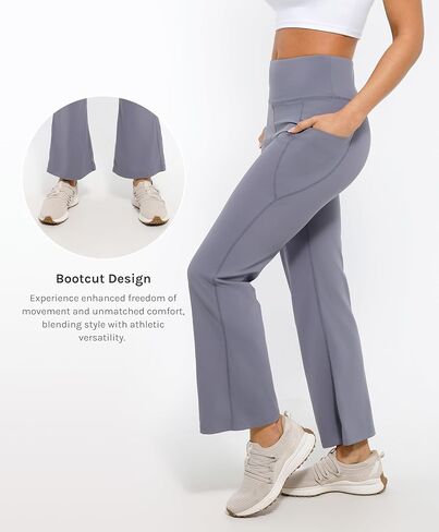 Bootcut Yoga Pants with Pockets for Women High Waist Wide Leg Pants Workout Pants Tummy Control with 2 Pockets in Saudi Arabia