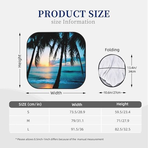 KiuLoam 2 Piece Car Windshield Sun Shade, Beautiful Palm Tree Beach Print Sunshades Sun Visor Protector Blocks UV Rays Foldable Keep Your Vehicle Cool for Most Sedans SUV Truck, Medium in Saudi Arabia