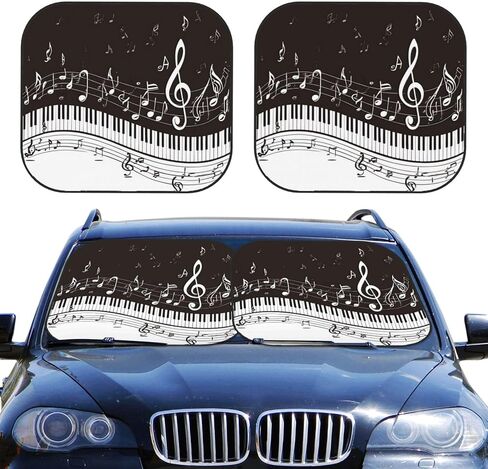 KiuLoam 2 Piece Car Windshield Sun Shade, Beautiful Palm Tree Beach Print Sunshades Sun Visor Protector Blocks UV Rays Foldable Keep Your Vehicle Cool for Most Sedans SUV Truck, Medium in Saudi Arabia