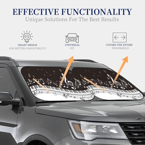 KiuLoam 2 Piece Car Windshield Sun Shade, Beautiful Palm Tree Beach Print Sunshades Sun Visor Protector Blocks UV Rays Foldable Keep Your Vehicle Cool for Most Sedans SUV Truck, Medium in Saudi Arabia