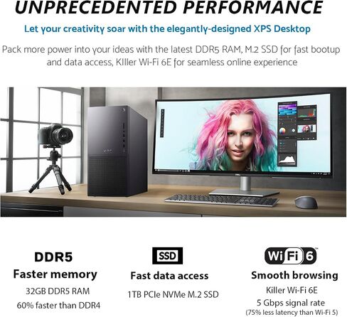 Dell XPS 8960 Tower Desktop Computer, Intel Core i7-13700 16-Core PC, 64GB DDR5 RAM, 2TB NVMe SSD, Intel UHD Graphics 770, Windows 11 Pro, Killer Wi-Fi 6E, RJ-45, Bluetooth 5.3, USB-C, DisplayPort in Saudi Arabia