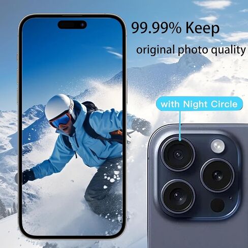 واقي عدسة الكاميرا لهاتف iPhone 14 Pro Max iPhone 14 Pro iPhone 15 Pro Max iPhone 15 Pro غطاء شاشة الكاميرا، حماية قوية من السقوط ليس من السهل أن تسقط حلقة معدنية من الزجاج المقسى in Kuwait