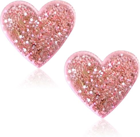 YUNXI Lightweight Unique Love Heart Stud Earrings Acrylic Cute Sweet Glitter Love Heart Earrings for Women Wife Lover Statement Jewelry Valentine's Day Mother's Day Gifts in Saudi Arabia
