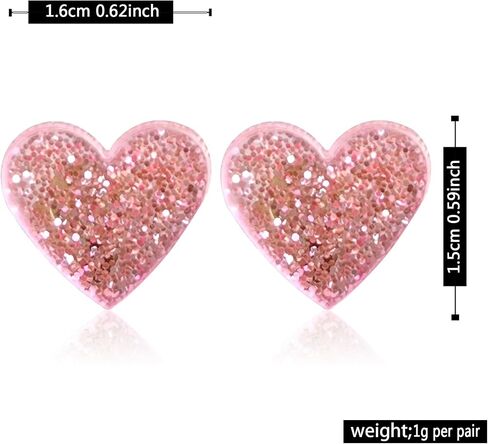 YUNXI Lightweight Unique Love Heart Stud Earrings Acrylic Cute Sweet Glitter Love Heart Earrings for Women Wife Lover Statement Jewelry Valentine's Day Mother's Day Gifts in Saudi Arabia