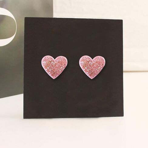 YUNXI Lightweight Unique Love Heart Stud Earrings Acrylic Cute Sweet Glitter Love Heart Earrings for Women Wife Lover Statement Jewelry Valentine's Day Mother's Day Gifts in Saudi Arabia