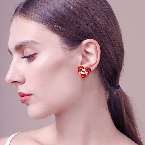 YUNXI خفيفة الوزن فريدة من نوعها الحب القلب أقراط الاكريليك لطيف الحلو بريق الحب القلب أقراط للنساء زوجة عاشق بيان مجوهرات عيد الحب هدايا عيد الأم in Kuwait