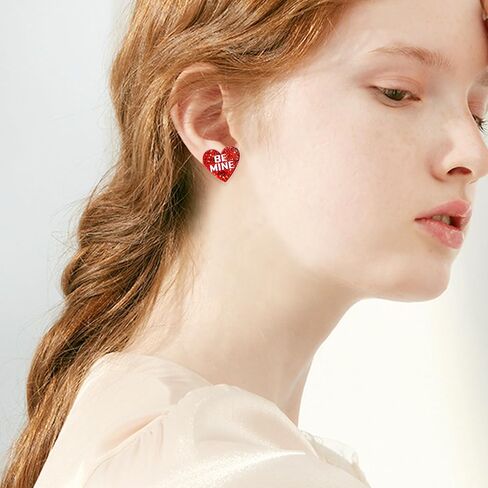 YUNXI خفيفة الوزن فريدة من نوعها الحب القلب أقراط الاكريليك لطيف الحلو بريق الحب القلب أقراط للنساء زوجة عاشق بيان مجوهرات عيد الحب هدايا عيد الأم in Kuwait