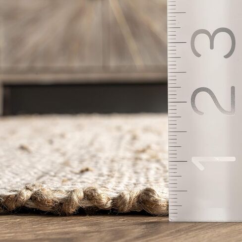 Rugs USA x Lauren Liess Meadow Striped Jute Area Rug, 10x14, Natural in Saudi Arabia