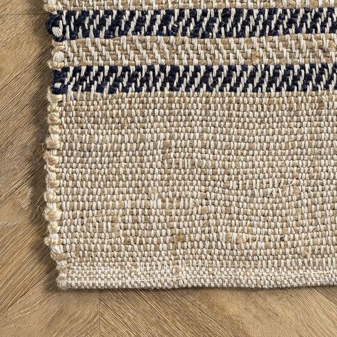 Rugs USA x Lauren Liess Meadow Striped Jute Area Rug, 10x14, Natural in Saudi Arabia