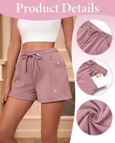 Neer 3 Pack Women's Sweat Shorts, Drawstring Athletic Shorts with Pocket Lounge Loose Workout Short Summer Running Yoga Short in Saudi Arabia