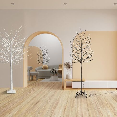 KOL 6FT 2-Pack الاصطناعي مضاءة شجرة البتولا، 200 أضواء LED خرافية بيضاء دافئة، داخلي في الهواء الطلق حديقة المنزل حفل زفاف عيد الشكر ديكور عيد الميلاد، نبات صناعي كثيف واقعي مع جهاز التحكم عن بعد in Saudi Arabia