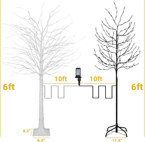 KOL 6FT 2-Pack الاصطناعي مضاءة شجرة البتولا، 200 أضواء LED خرافية بيضاء دافئة، داخلي في الهواء الطلق حديقة المنزل حفل زفاف عيد الشكر ديكور عيد الميلاد، نبات صناعي كثيف واقعي مع جهاز التحكم عن بعد in Saudi Arabia