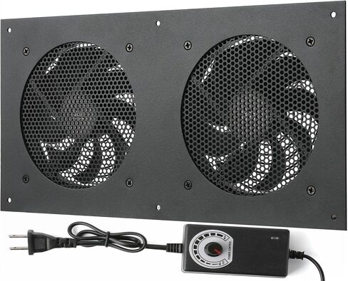 Nalle 120MM Quiet Cooling Dual-Fan System with Power Adapter and Speed Control for Home Theater AV Cabinets Server Cabinet Greenhouse Cooling 6.3 * 6.3"Front-Panel in Saudi Arabia