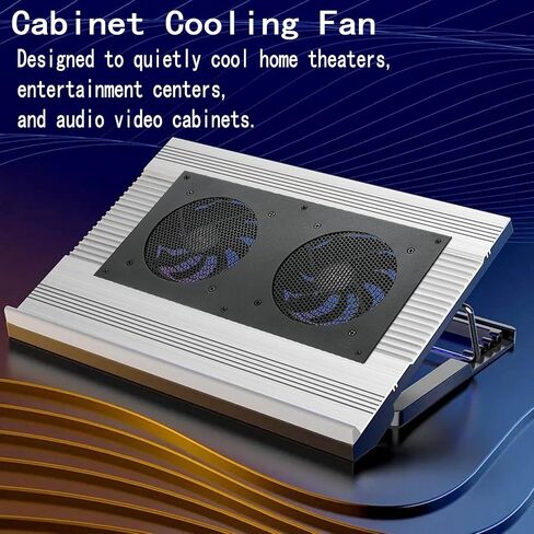 Nalle 120MM Quiet Cooling Dual-Fan System with Power Adapter and Speed Control for Home Theater AV Cabinets Server Cabinet Greenhouse Cooling 6.3 * 6.3"Front-Panel in Saudi Arabia