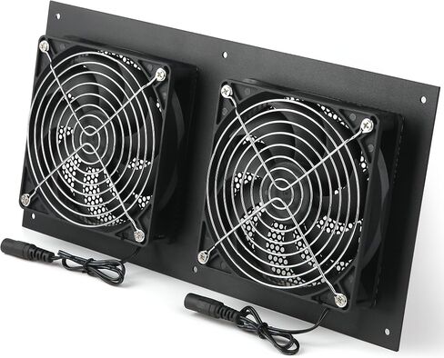 Nalle 120MM Quiet Cooling Dual-Fan System with Power Adapter and Speed Control for Home Theater AV Cabinets Server Cabinet Greenhouse Cooling 6.3 * 6.3"Front-Panel in Saudi Arabia