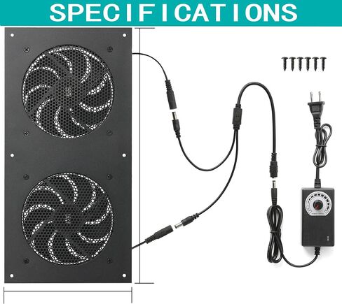Nalle 120MM Quiet Cooling Dual-Fan System with Power Adapter and Speed Control for Home Theater AV Cabinets Server Cabinet Greenhouse Cooling 6.3 * 6.3"Front-Panel in Saudi Arabia