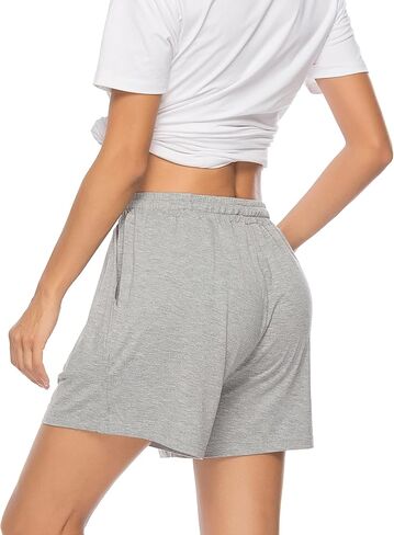 شورت بيجامة نسائي من Vlazom، سروال قصير فائق النعومة من Pj's أنيق للنوم والجري في صالة الألعاب الرياضية مع جيوب برباط in Kuwait
