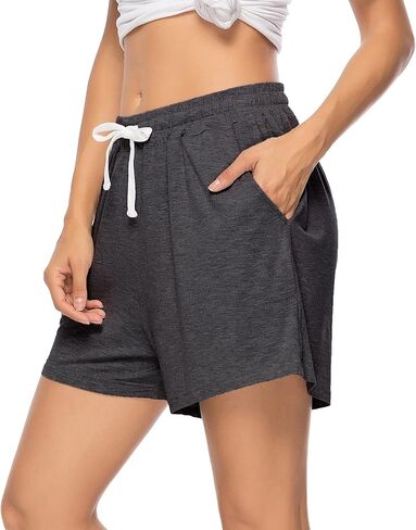 شورت بيجامة نسائي من Vlazom، سروال قصير فائق النعومة من Pj's أنيق للنوم والجري في صالة الألعاب الرياضية مع جيوب برباط in Kuwait