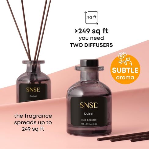 SNSE Dubai Reed Diffuser Set | 3.38 oz Scent Fragrance Oil Diffuser for Bedroom, Bathroom, Home Décor and Gift, Decorative Air Fresheners with Sticks in Kuwait