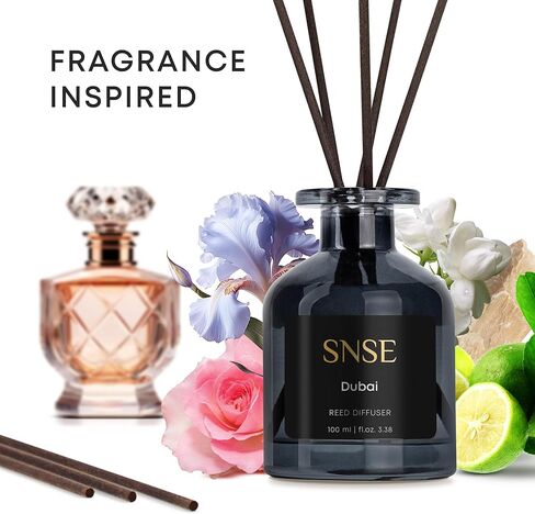 SNSE Dubai Reed Diffuser Set | 3.38 oz Scent Fragrance Oil Diffuser for Bedroom, Bathroom, Home Décor and Gift, Decorative Air Fresheners with Sticks in Kuwait