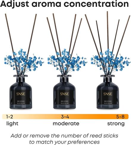 مجموعة SNSE Baccarat with Flowers Reed Diffuser | موزع زيت عطري بوزن 3.38 أونصة لغرفة النوم والحمام وديكور المنزل والهدايا، معطرات هواء مزخرفة بالعصي in Saudi Arabia