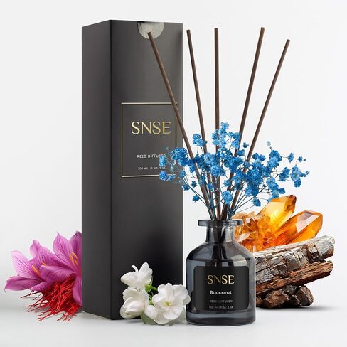 مجموعة SNSE Baccarat with Flowers Reed Diffuser | موزع زيت عطري بوزن 3.38 أونصة لغرفة النوم والحمام وديكور المنزل والهدايا، معطرات هواء مزخرفة بالعصي in Saudi Arabia